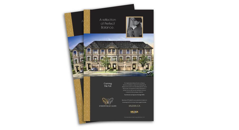 Low Rise, Kalexia Developments, Unionville Glen, Print Advertising